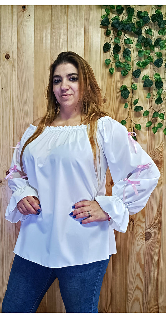 Blusa elegante com laços nas mangas